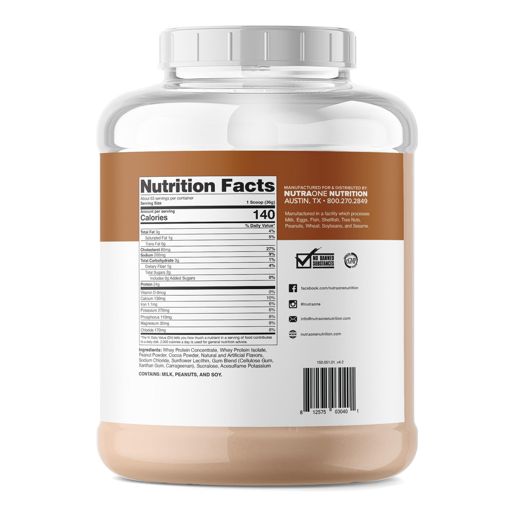 NutraOne ProteinOne nutrition panel closeup showing 24g protein per serving.