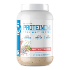 NutraOne ProteinOne whey container highlights high-protein powder for recovery and growth.