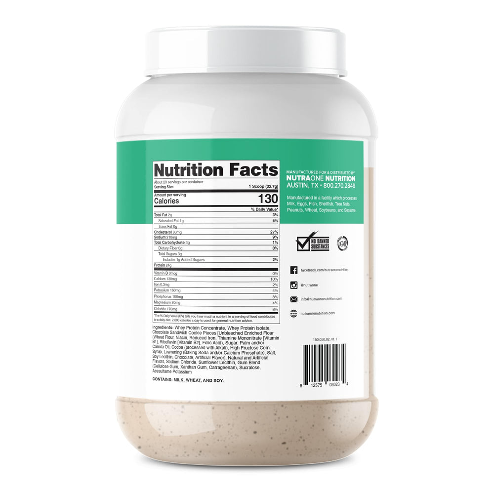 NutraOne ProteinOne powder scoop in shaker for quick nourishment.