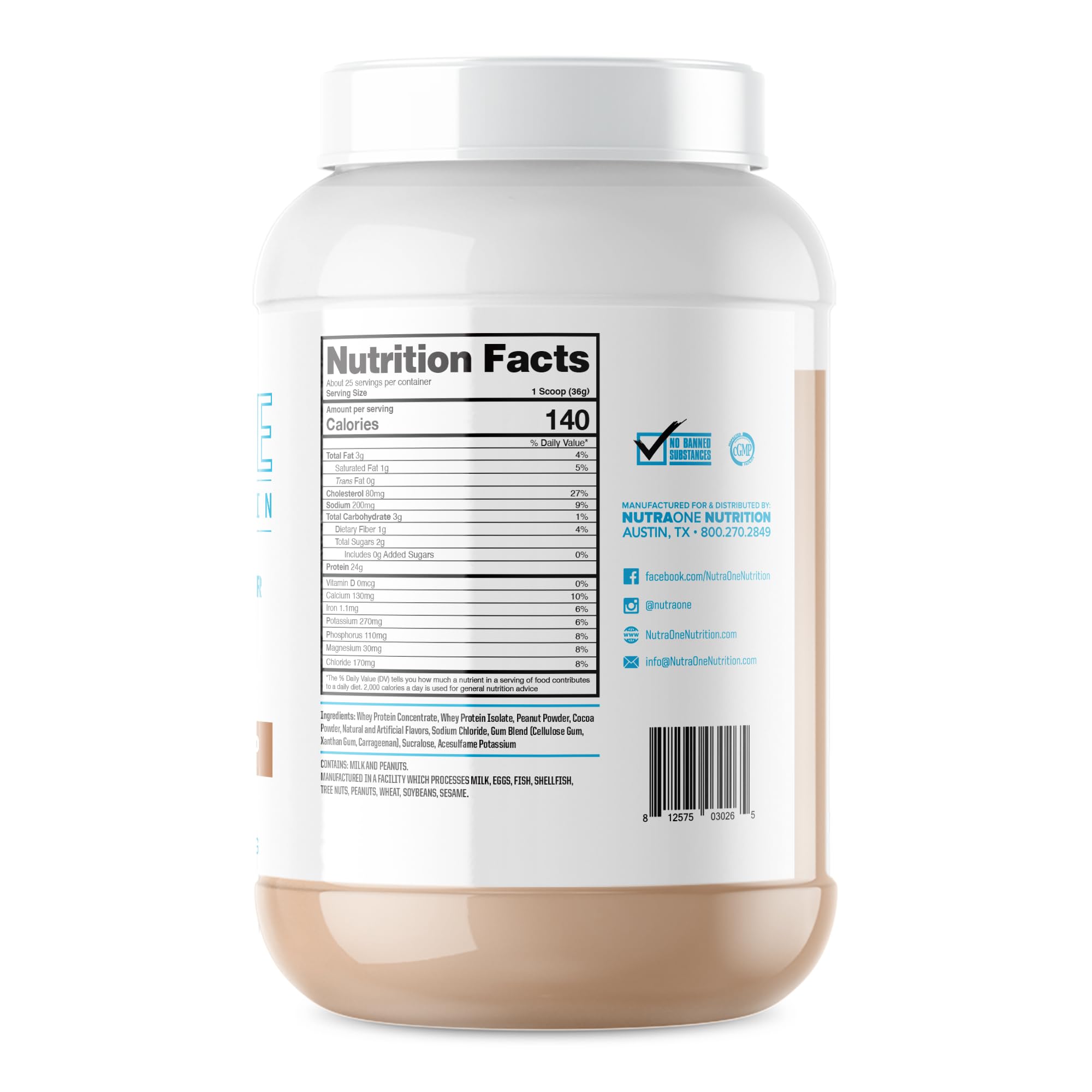NutraOne ProteinOne whey powder with scoop for quick post-workout protein.