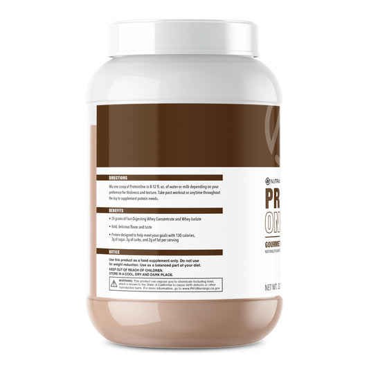 Scoop of NutraOne ProteinOne whey powder for easy serving.
