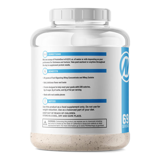 NutraOne ProteinOne scoop in shaker for easy post-workout shakes.