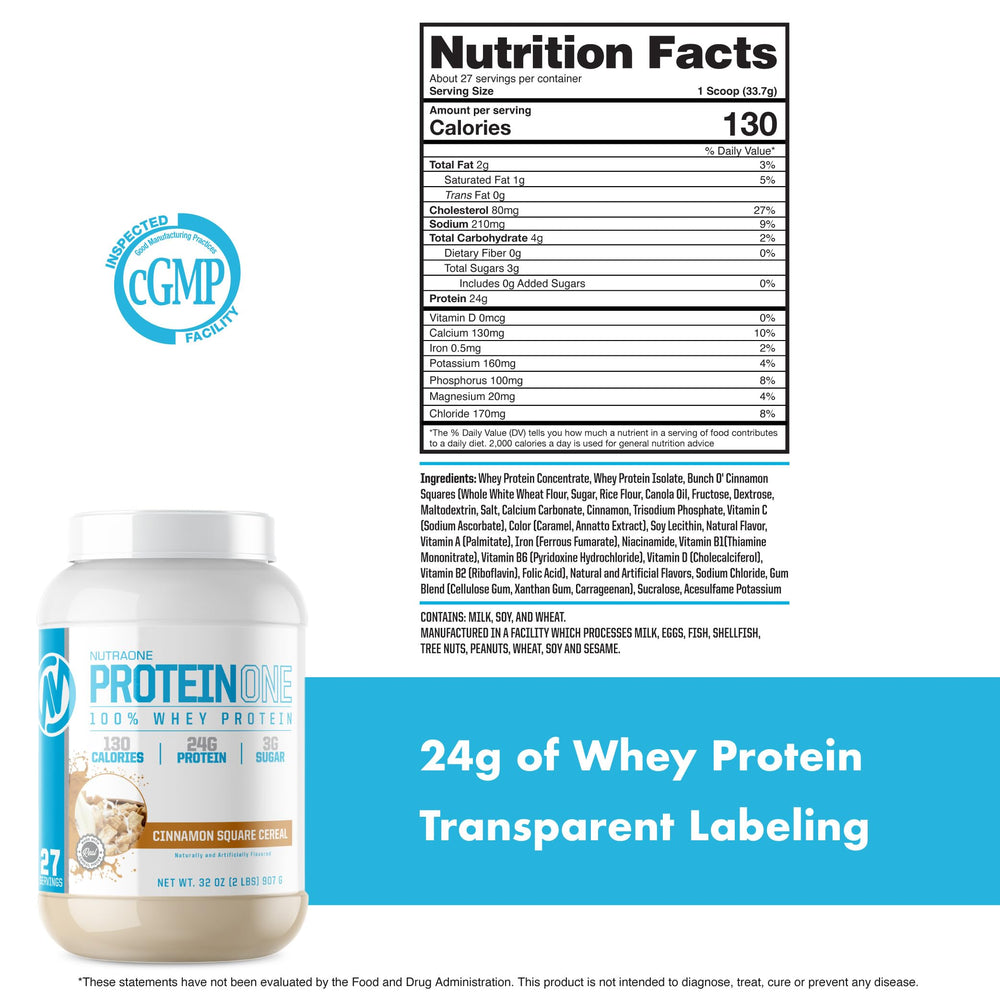 Creamy cinnamon shake from ProteinOne in a tall glass