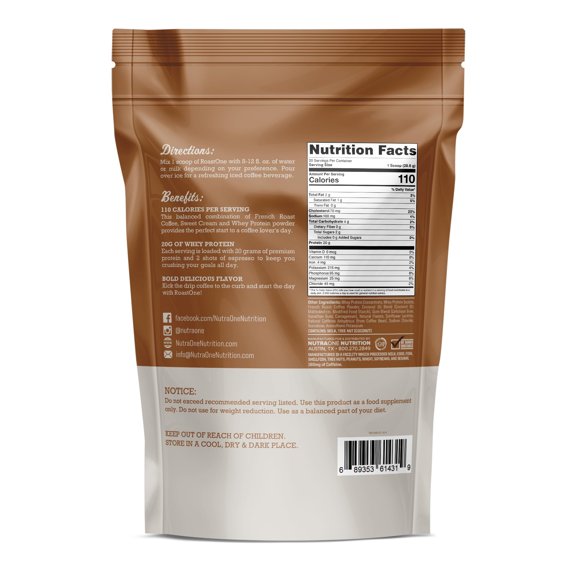 NutraOne RoastOne pour ready to mix coffee protein for fast shakes