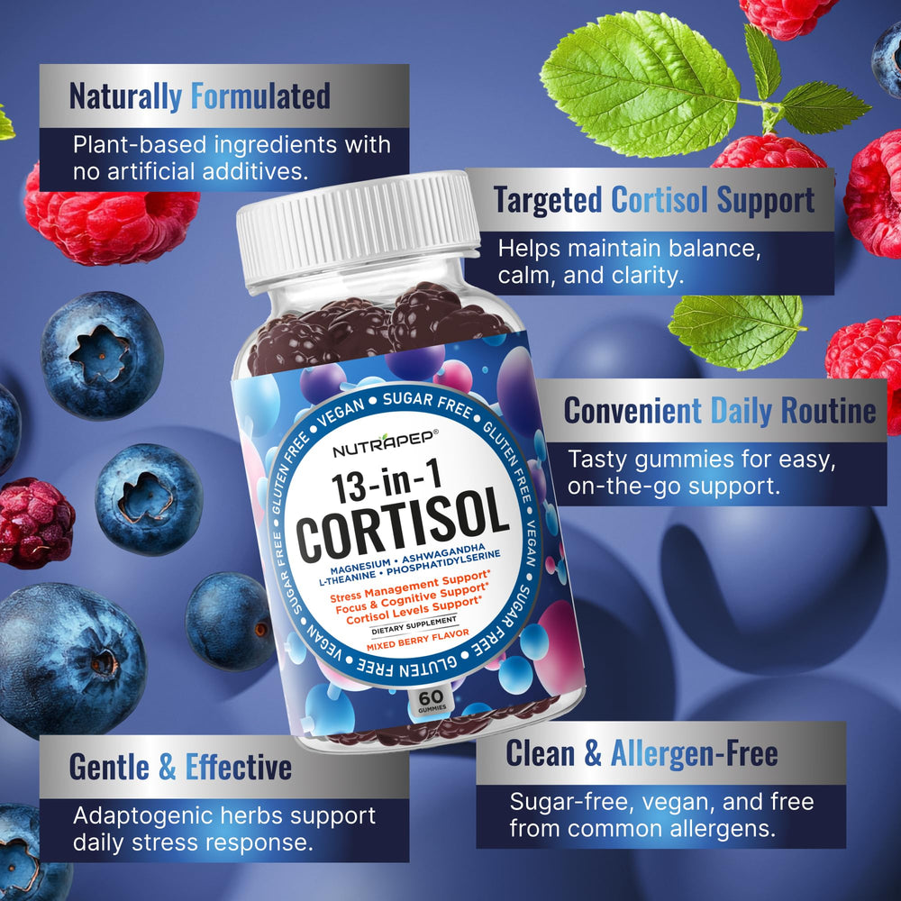 NutraPep Cortisol Gummies close-up showing easy-to-chew texture
