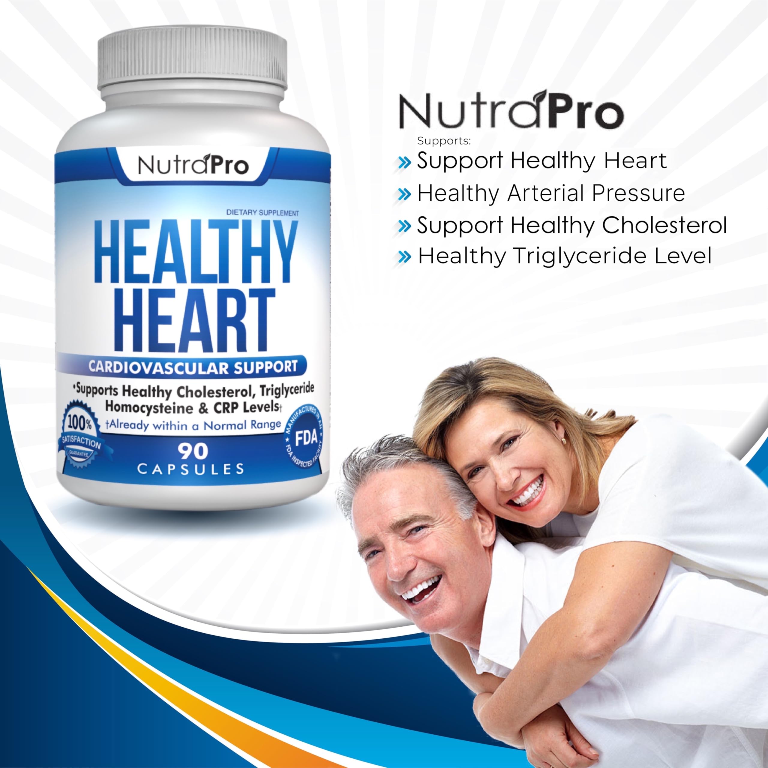 NutraPro Healthy Heart GMP facility logo reinforces manufacturing standards