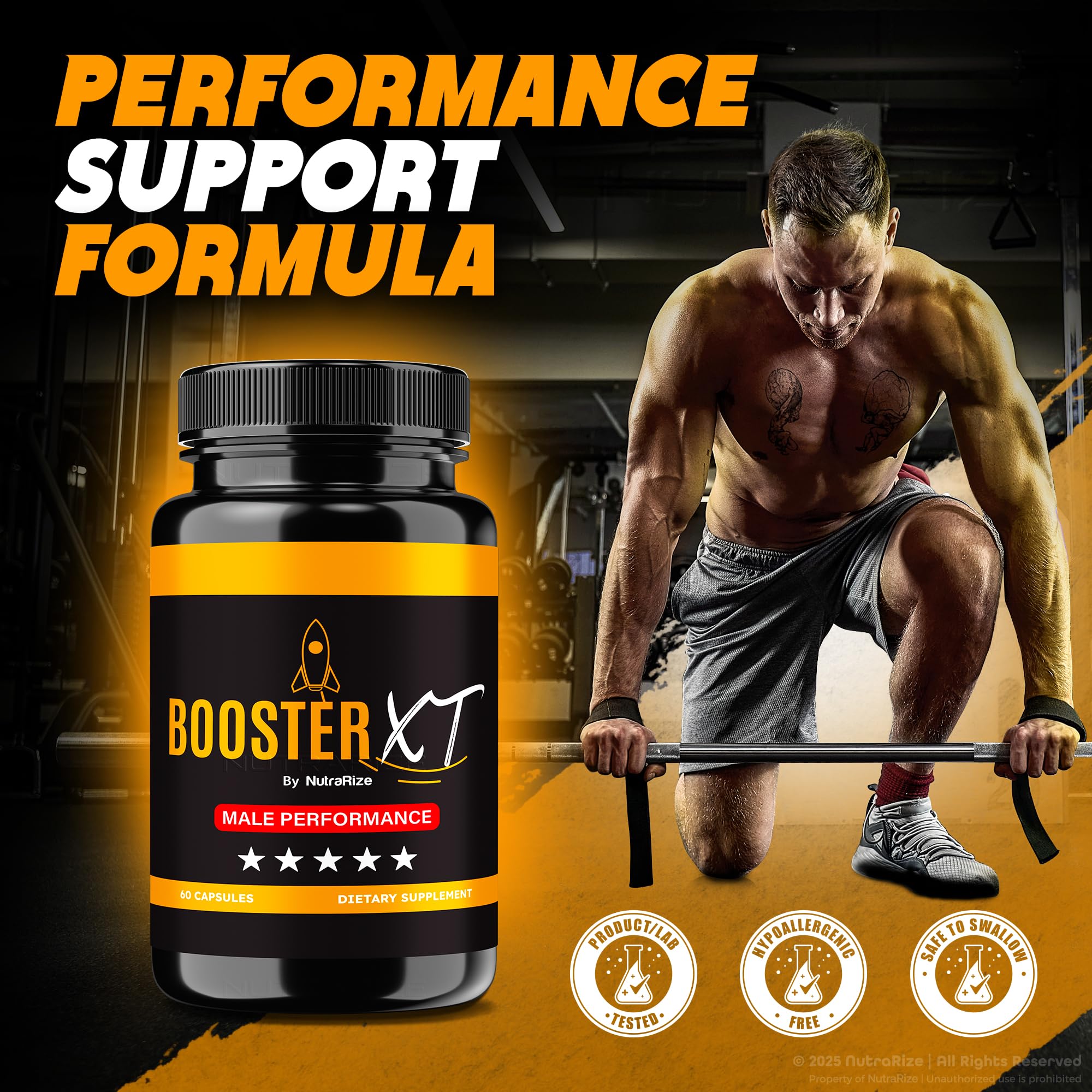 NutraRize BoosterXT Pro capsules close-up, premium formula for peak performance.