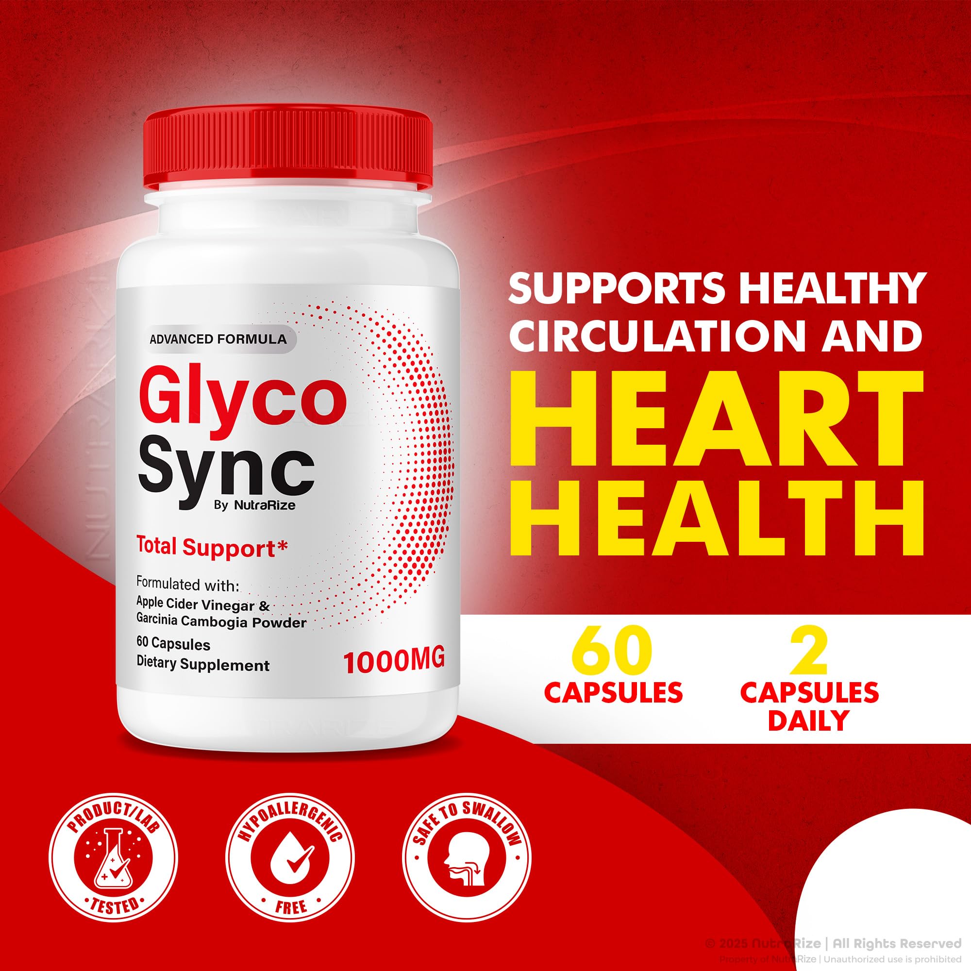 NutraRize Glyco Sync pills ingredients highlighting vitamins and minerals supporting overall health