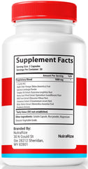 NutraRize Trusted Relief Capsules bottle back showing natural ingredients and usage guidance.
