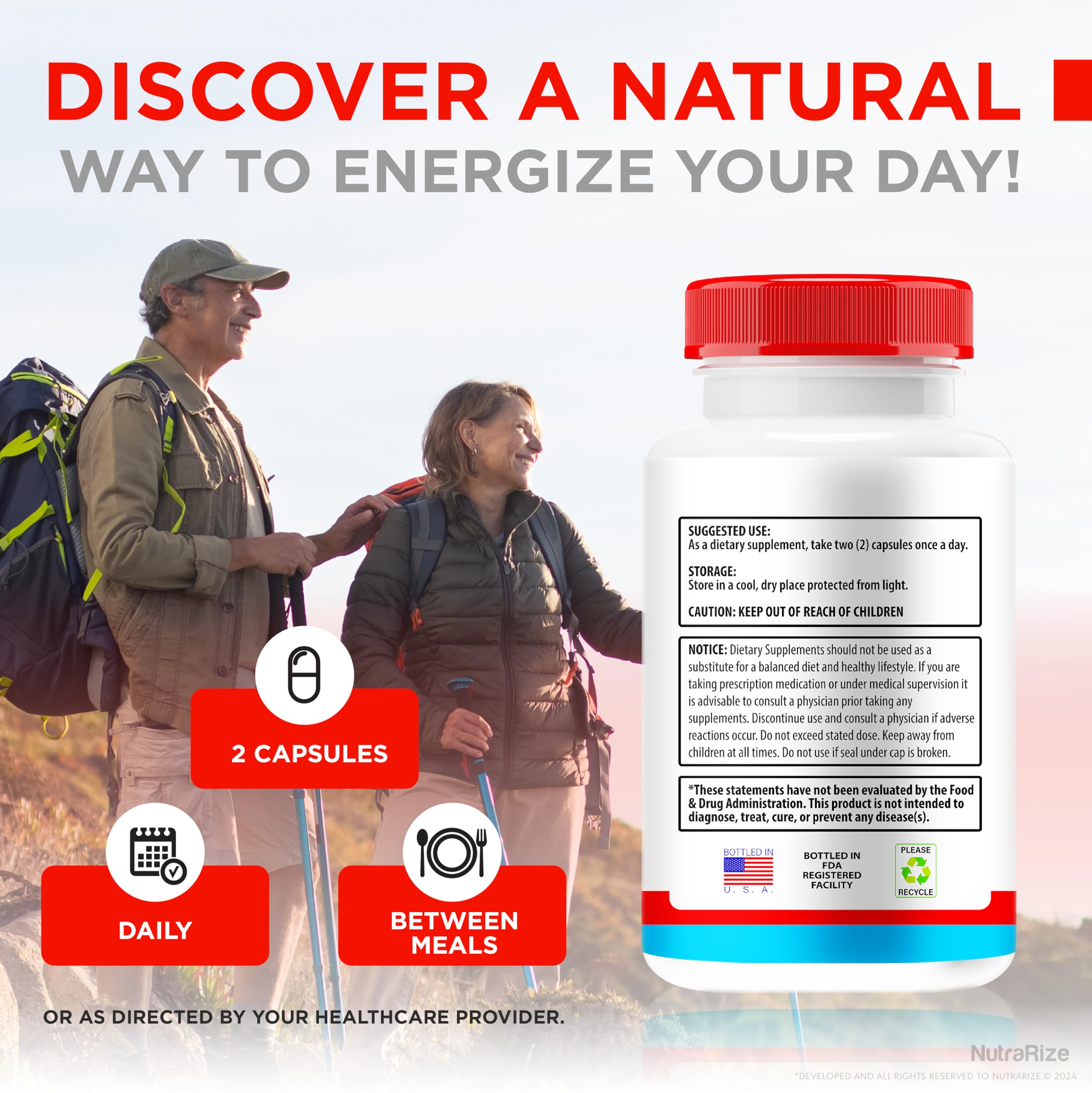 NutraRize Trusted Relief Capsules closeup label for dosage guidance.
