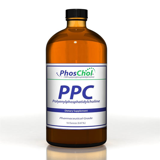 Nutrasal PhosChol bottle with pour illustrating a convenient daily supplement for brain and gut support
