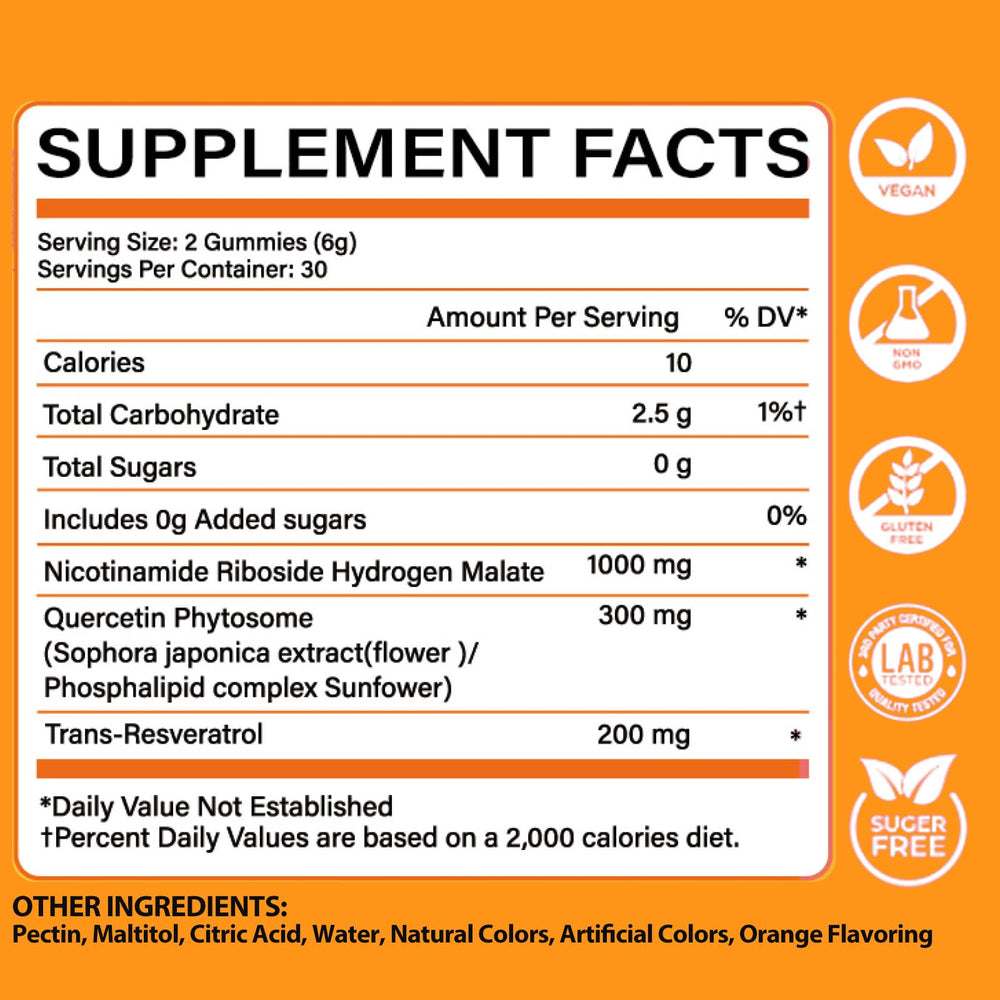 NUTRATASTE NAD⁺ Gummies two-bottle pack supports a month-long routine.