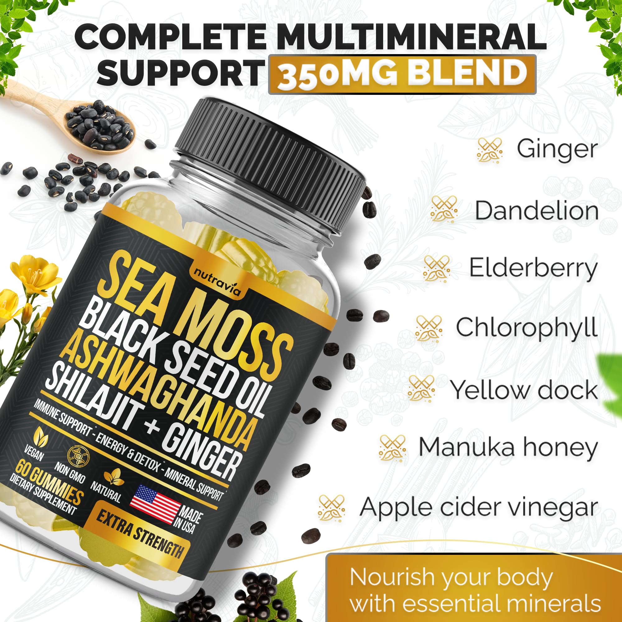 Nutravia Ginger Turmeric Gummies close-up for natural comfort support.