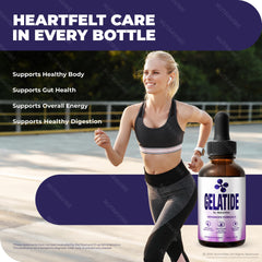 Gelatide Liquid in glass bottle signals premium formula