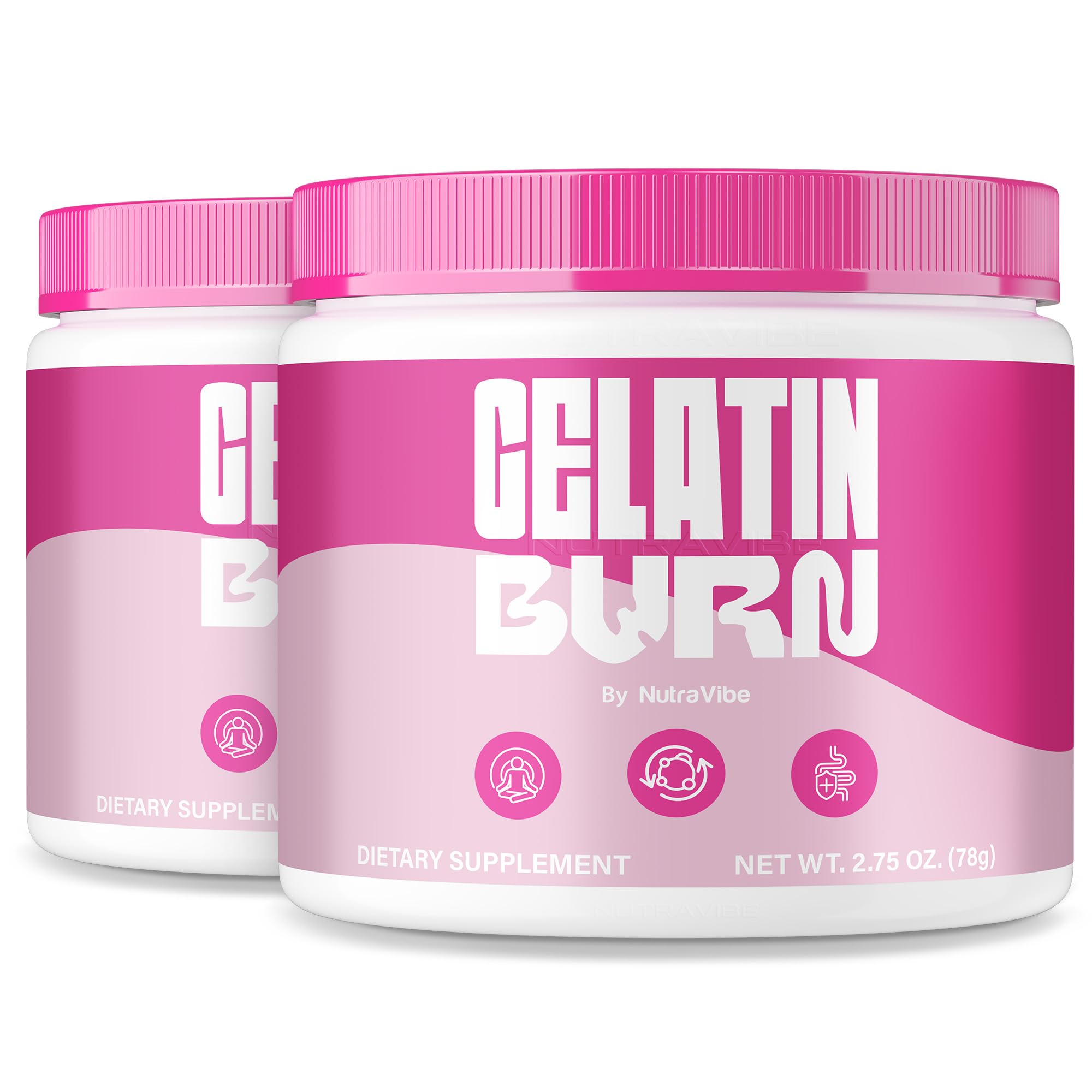 NutraVibe GelatinBurn bottle front view for daily energy support.