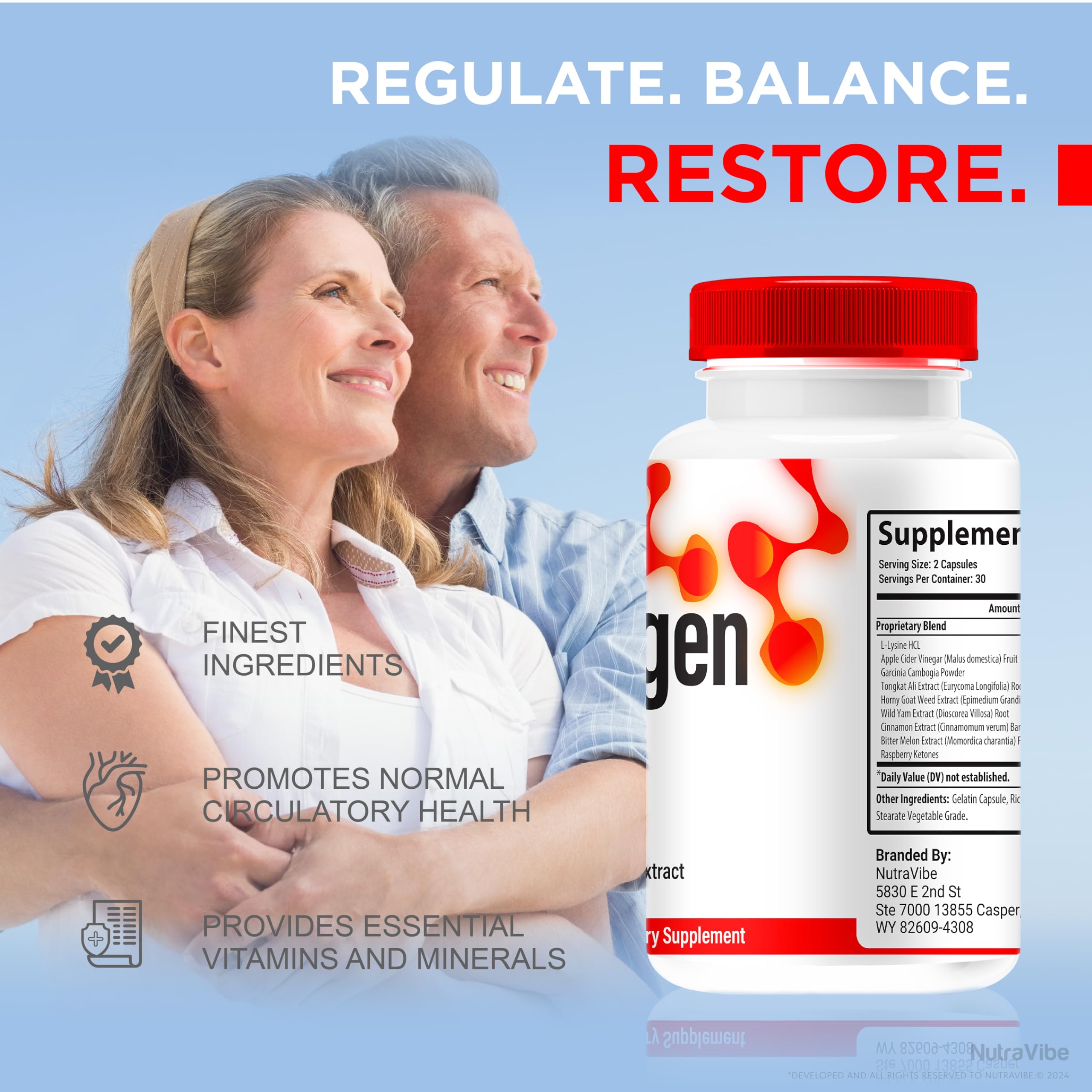NutraVibe Glycogen Balance ingredients graphic emphasizing natural composition.