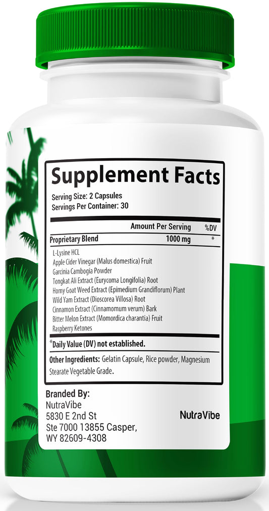 NutraVibe Tropical Rise bottle top view showing convenient daily capsules.