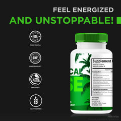 NutraVibe Tropical Rise label detail showcases branding and ingredients.