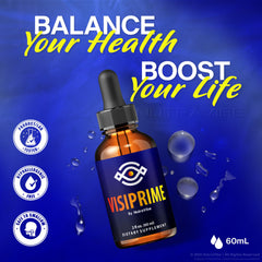 NutraVibe Visiprime nano drops vial highlights compact design for on-the-go use.
