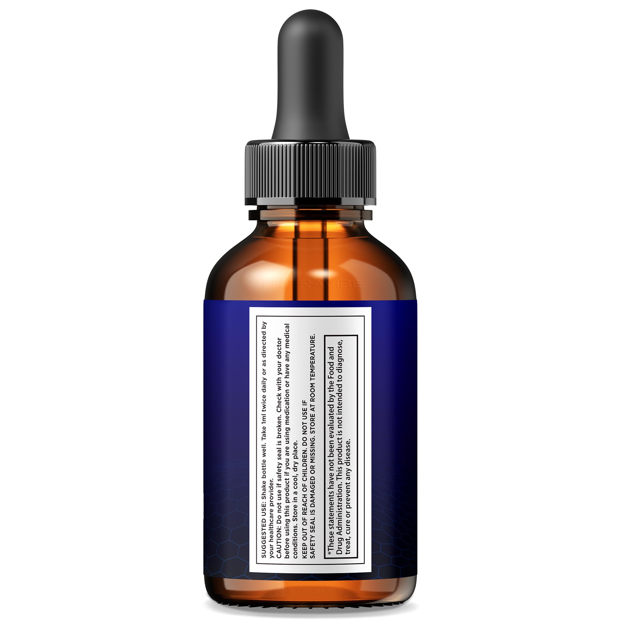 NutraVibe Visiprime sublingual drops bottle showcases nano formula for convenient daily intake.