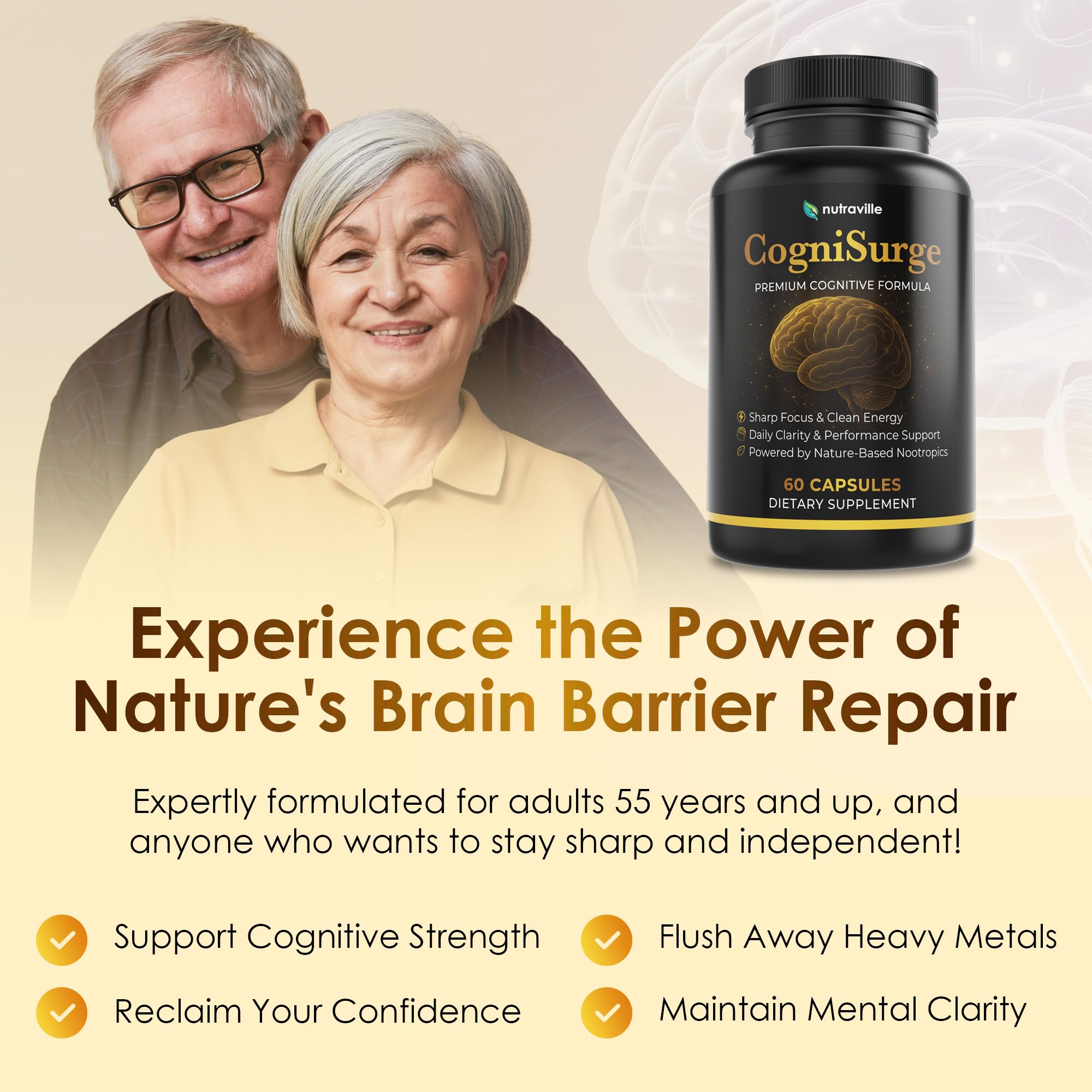 CogniSurge label detail showing DHA and herbal nootropics