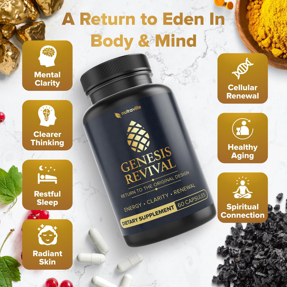 Nutraville Genesis Revival Hyssop botanical blend for renewal.