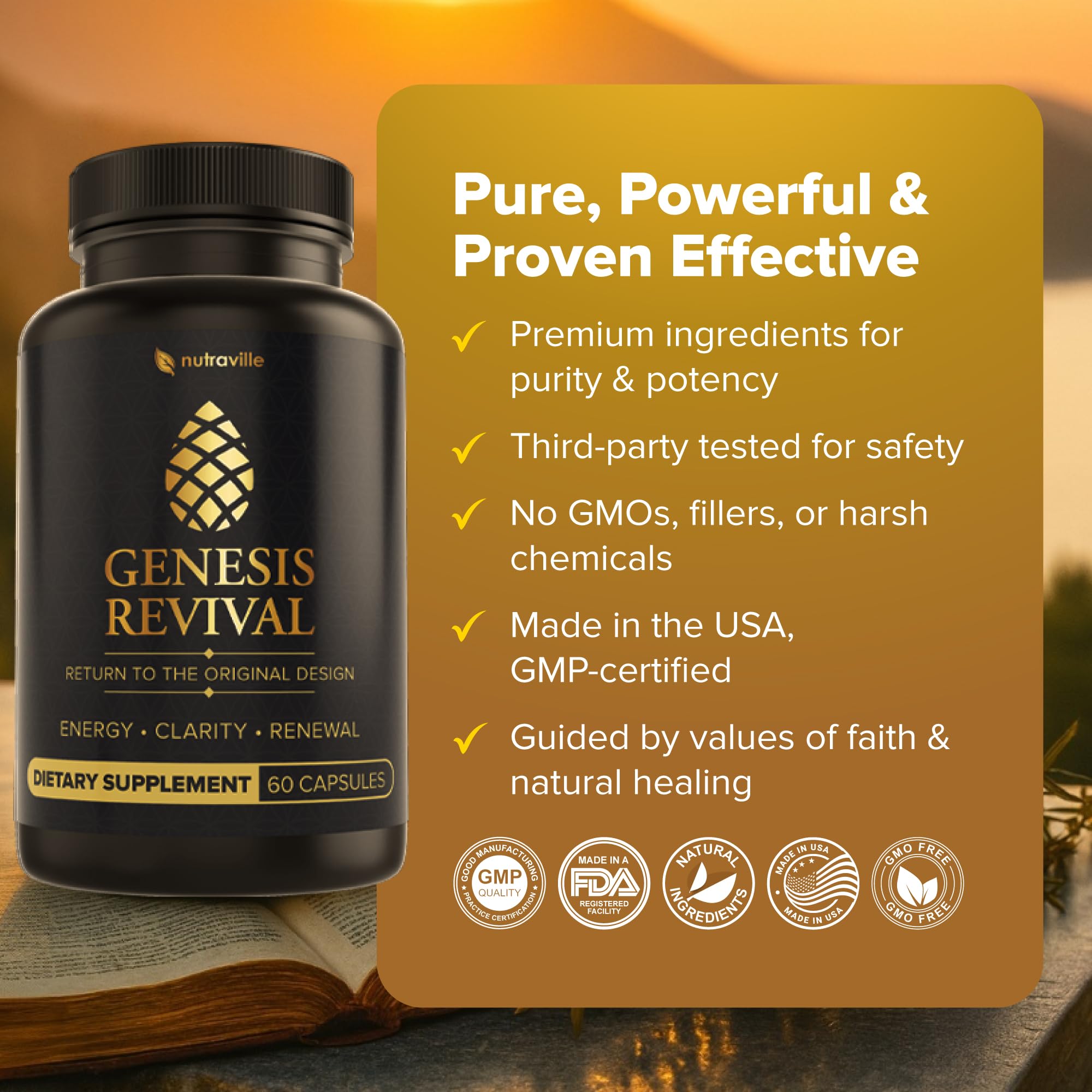 Nutraville Genesis Revival science-meets-spiritual blend visual