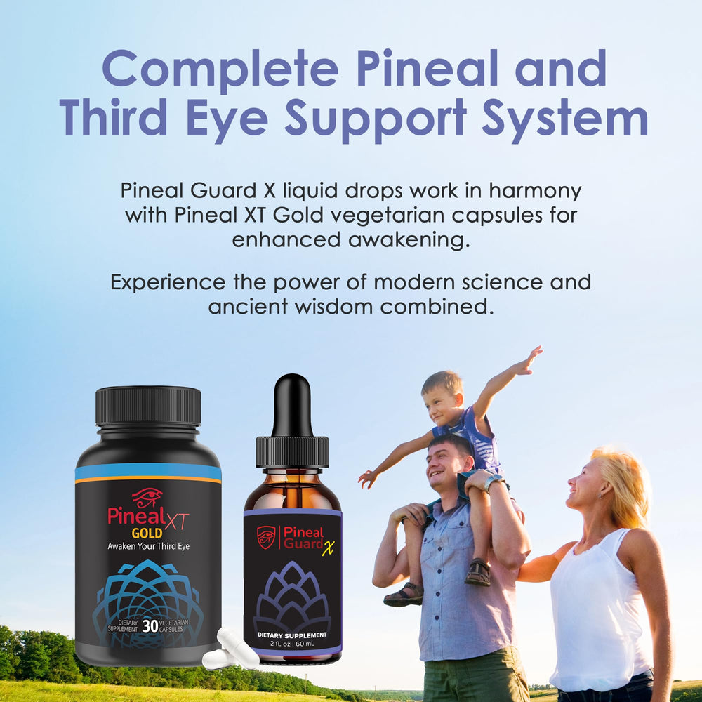 In-use Pineal Guard X bottle with dropper for easy dosing.