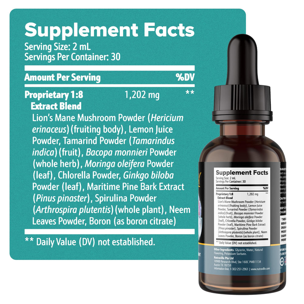Nutraville Pineal Guardian X label close-up shows ingredients