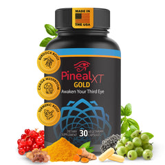 Nutraville Pineal XT Gold bottle closeup for enhanced focus and mental clarity.