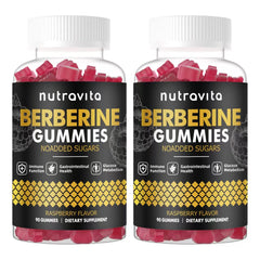 Nutravita Berberine Gummies Raspberry flavor 2-pack box for everyday use.