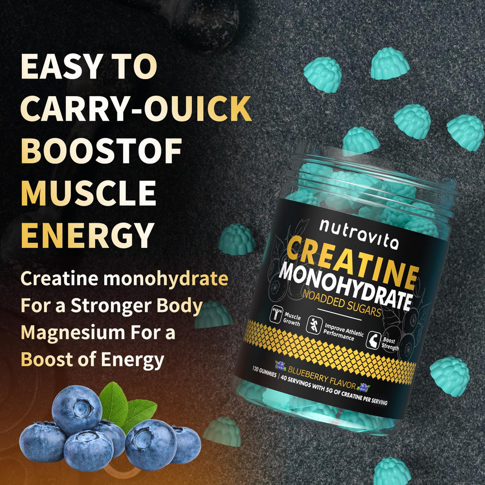 120-count Nutravita Creatine Gummies bottle for longer routine