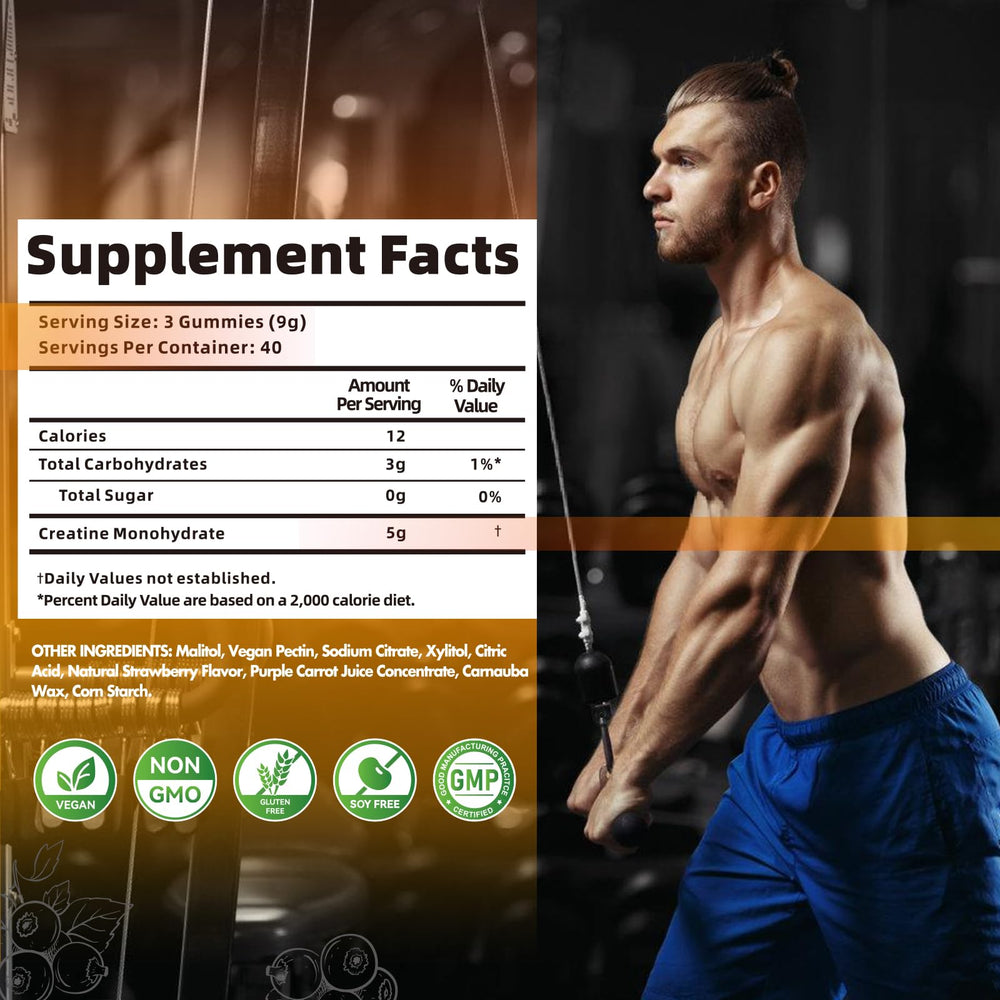 Nutravita Creatine Monohydrate gummies delivering 5g per serving