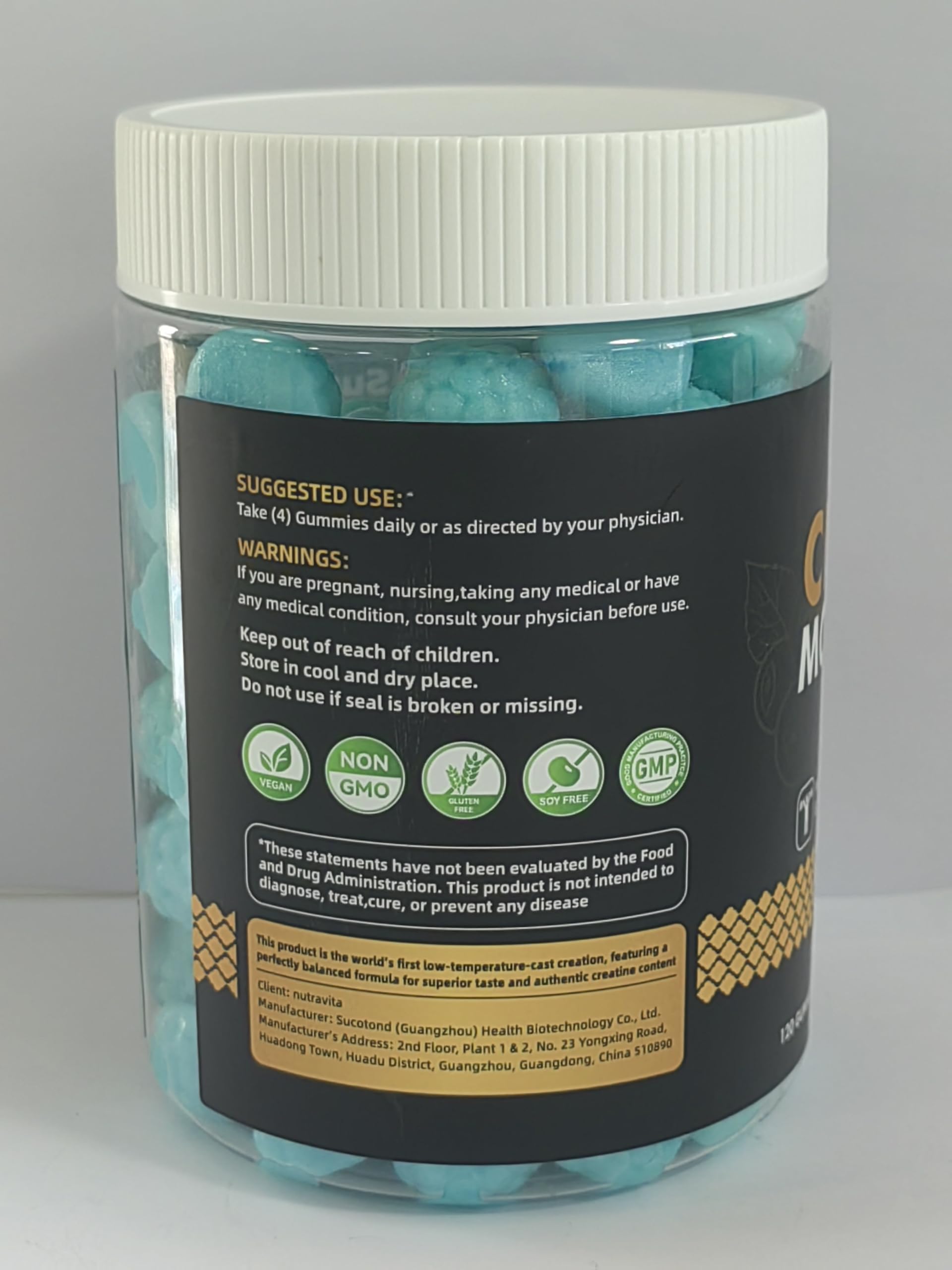 Nutravita Creatine Gummies vegan label for plant-based athletes