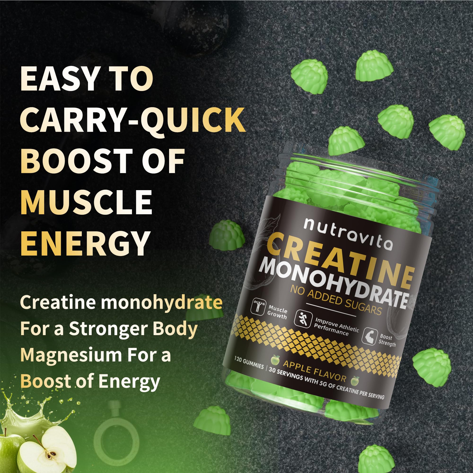 Nutravita Creatine Gummy daily-use concept fits workouts and routines.