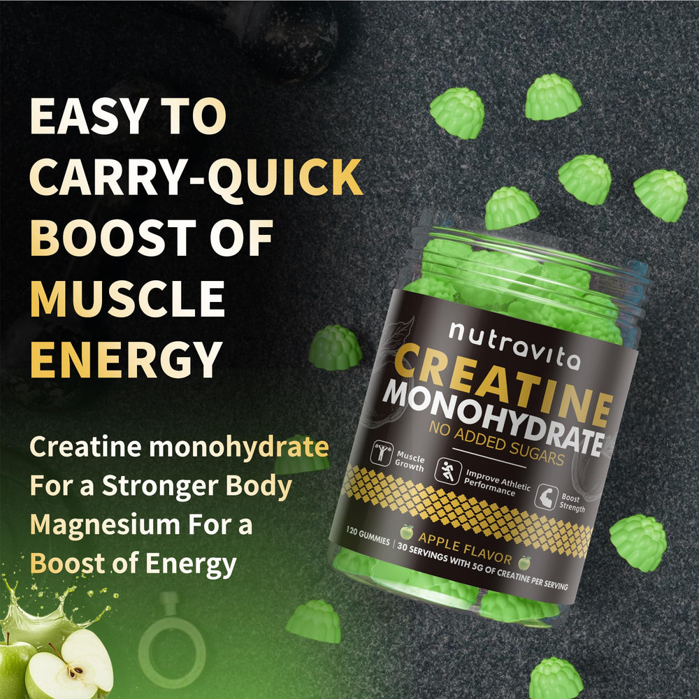 Nutravita Creatine Gummy daily-use concept fits workouts and routines.
