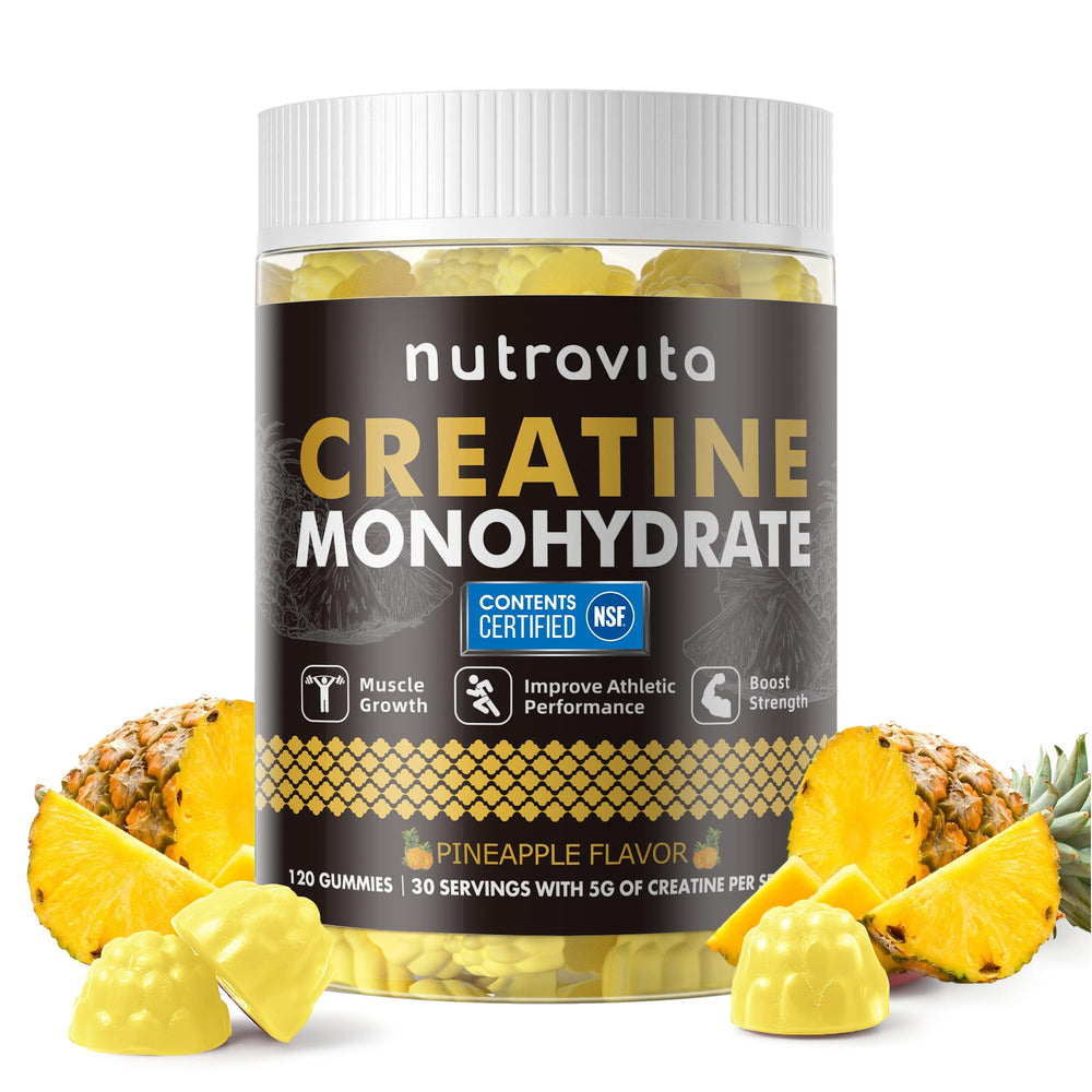 Nutravita Creatine Monohydrate Gummies bottle for daily energy support