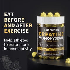 Nutravita Creatine Monohydrate Gummies GMP-certified facility seal suggests quality