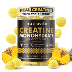 Nutravita Creatine Monohydrate Gummies ingredients label highlighting sugar-free option