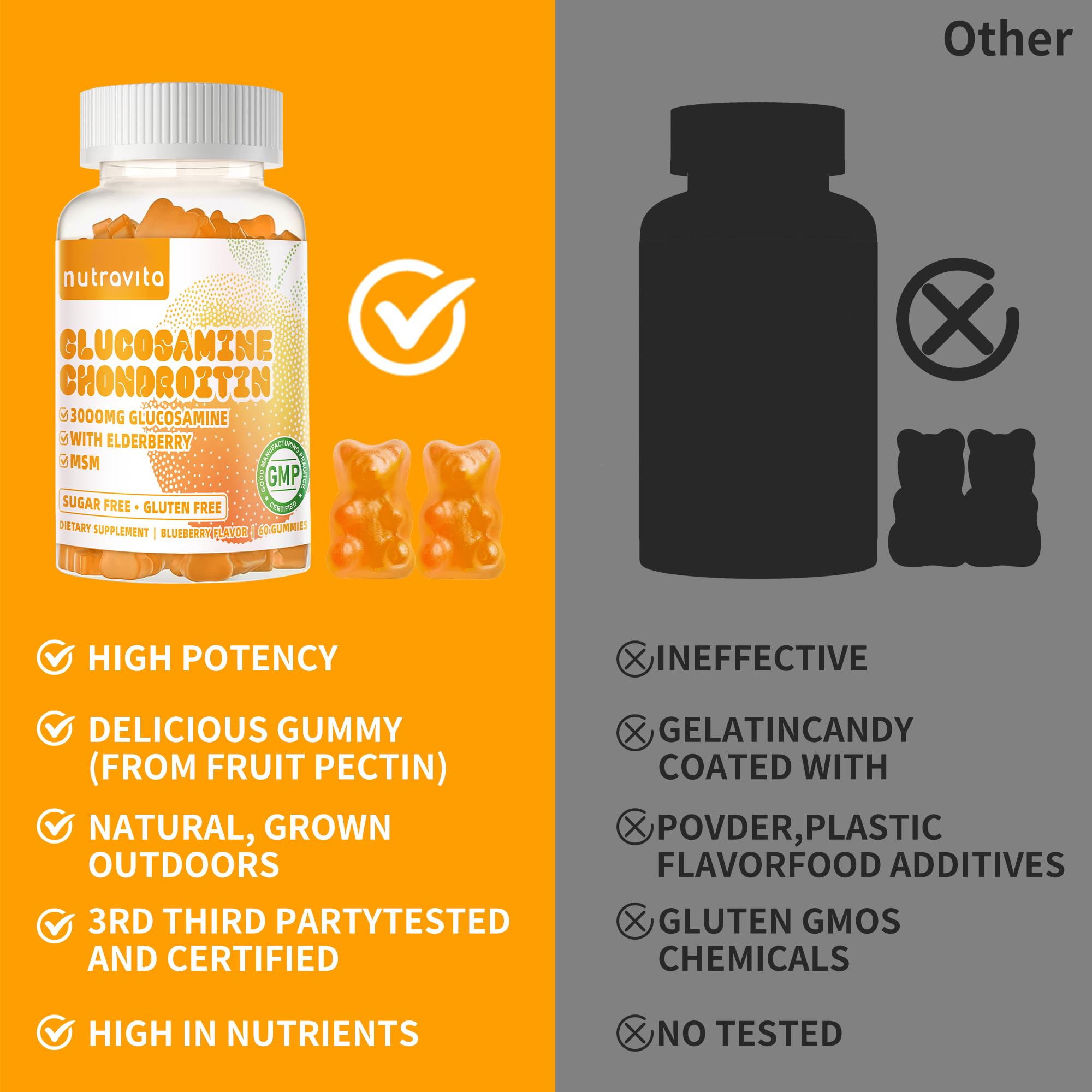 Nutravita orange chews in a bowl illustrating daily joint and immune care