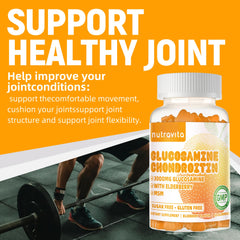 Nutravita glucosamine chondroitin gummies being poured for easy daily dosing