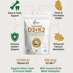 NutraVora bottle label detail highlighting MK-7 and coconut oil blend