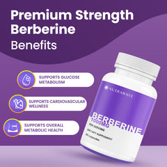 Nutra Wave Pure Berberine capsules closeup highlighting vegan formula