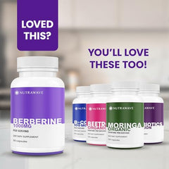 Nutra Wave Pure Berberine label highlights vegan and non-GMO