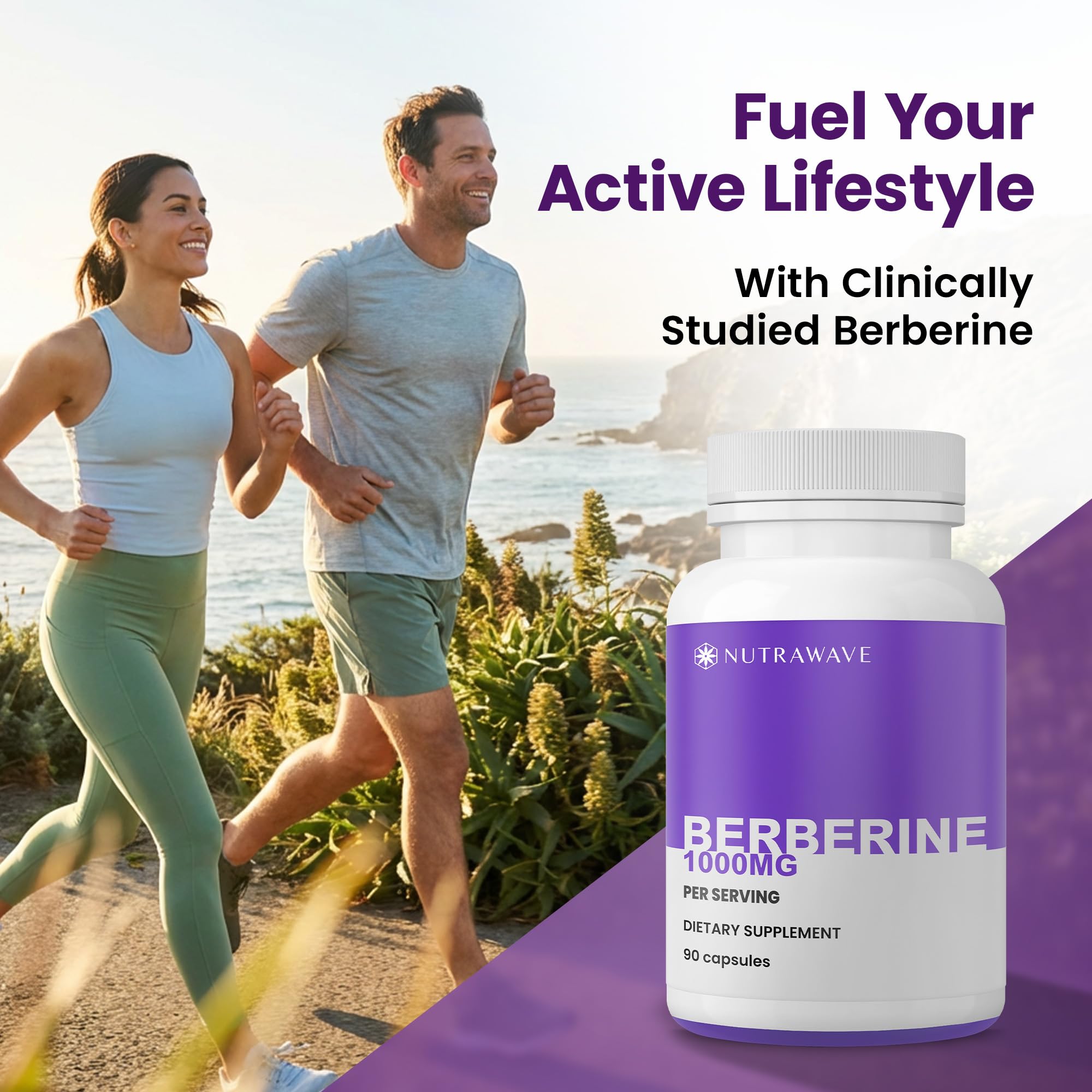 Nutra Wave Pure Berberine serving pack illustrates 500 mg per capsule