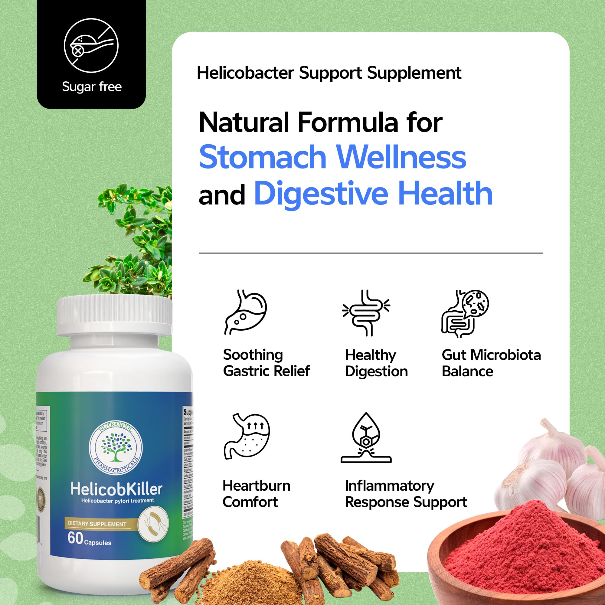 Nutraxcol HELICOBKILLER probiotic science concept and gut balance
