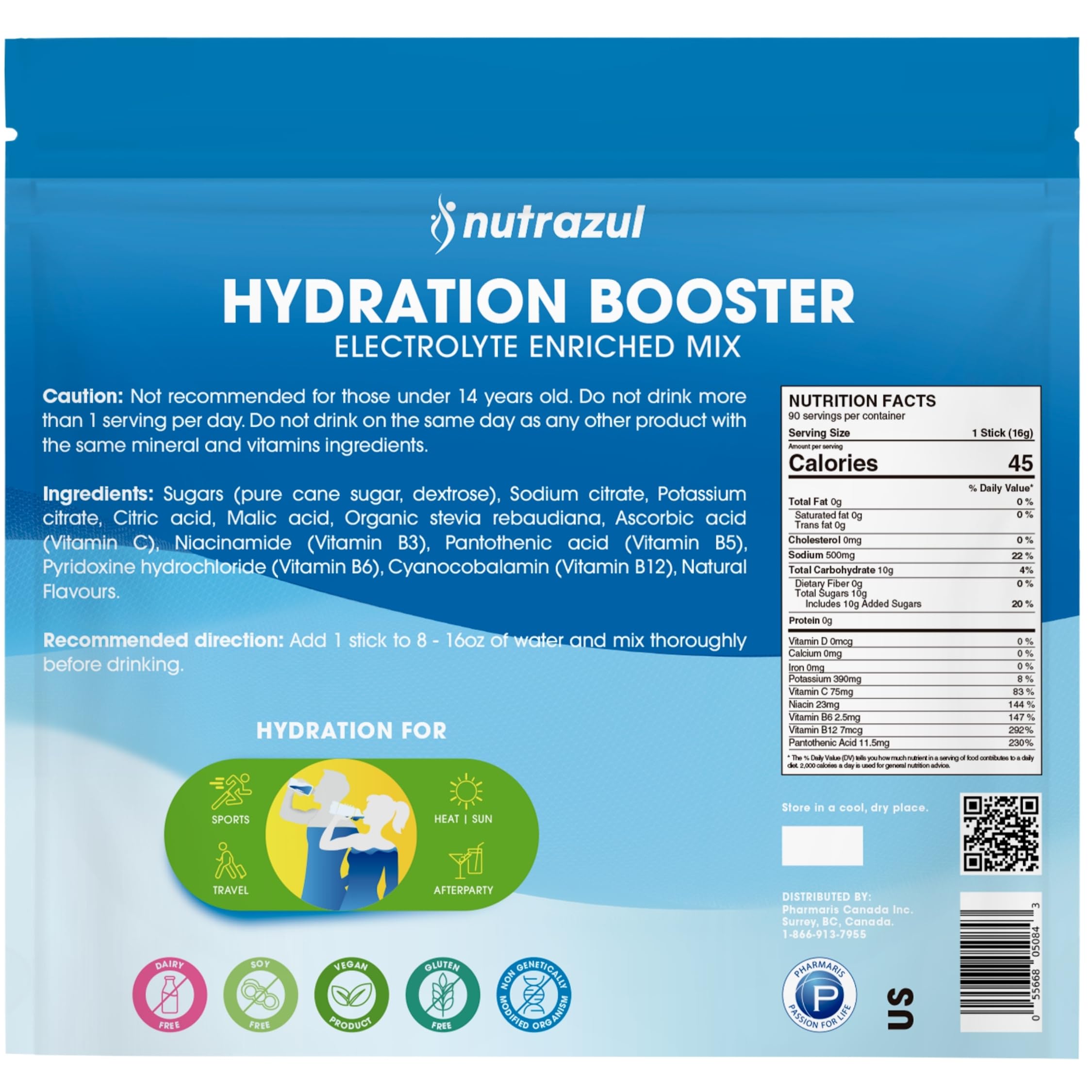 Nutrazul Hydration Booster bottle-ready pour to enjoy with water.