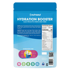 Close-up of Nutrazul Hydration Booster ingredients including electrolytes and vitamins.