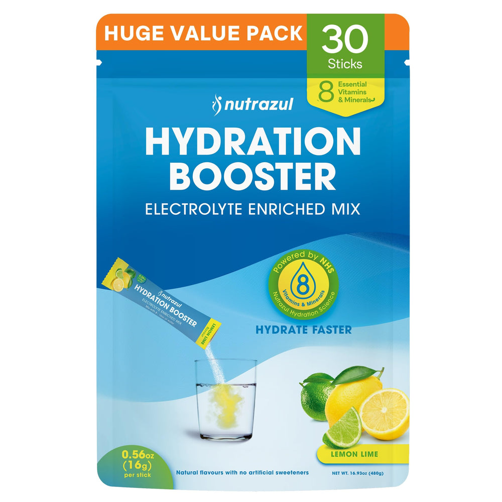 nutrazul Hydration Booster pack front with lemon-lime flavor for daily hydration