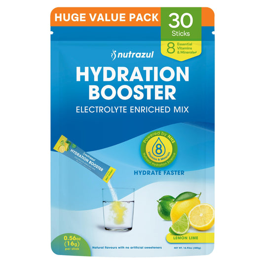 nutrazul Hydration Booster pack front with lemon-lime flavor for daily hydration